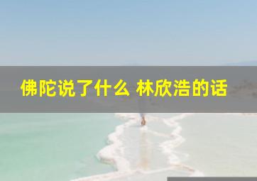 佛陀说了什么 林欣浩的话